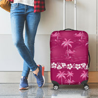 Pink Hawaii Palm Tree Hibiscus Luggage Cover Fantasy Summer Vibe