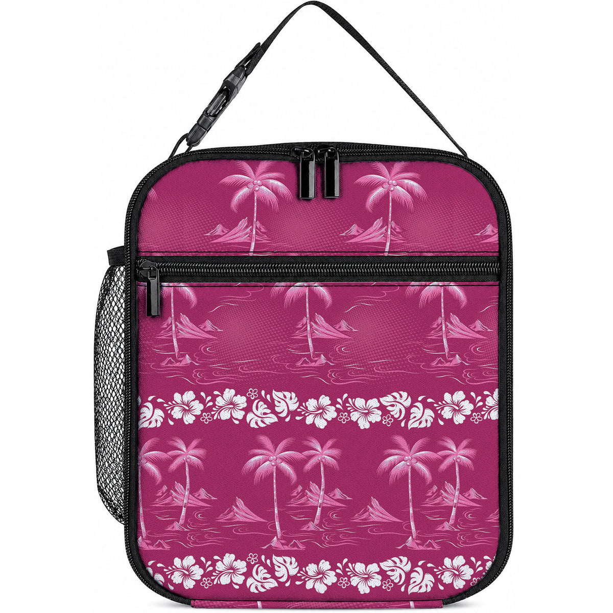 Pink Hawaii Palm Tree Hibiscus Lunch Bag Fantasy Summer Vibe