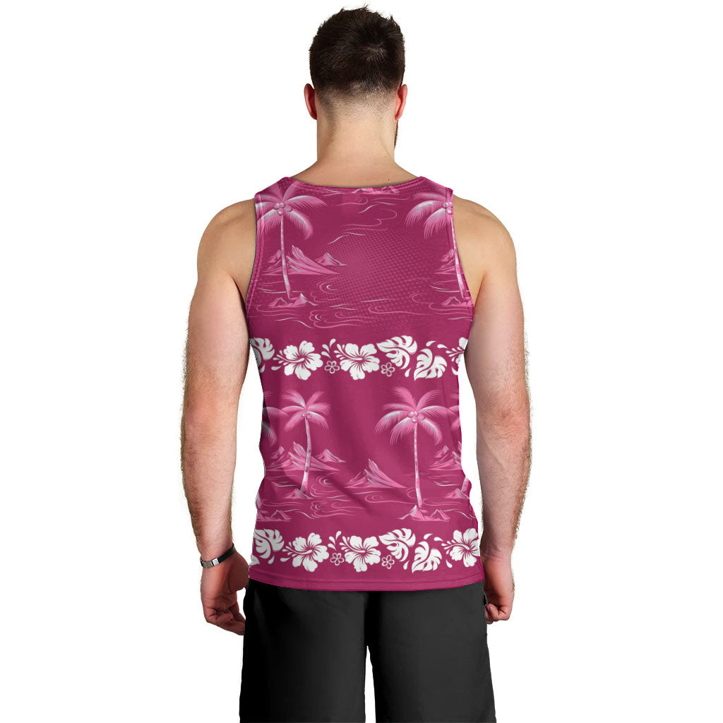 Pink Hawaii Palm Tree Hibiscus Men Tank Top Fantasy Summer Vibe LT01 - Polynesian Pride