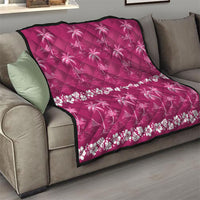 Pink Hawaii Palm Tree Hibiscus Quilt Fantasy Summer Vibe