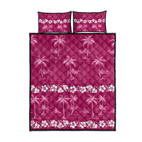 Pink Hawaii Palm Tree Hibiscus Quilt Bed Set Fantasy Summer Vibe LT01 - Polynesian Pride