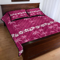 Pink Hawaii Palm Tree Hibiscus Quilt Bed Set Fantasy Summer Vibe LT01 - Polynesian Pride