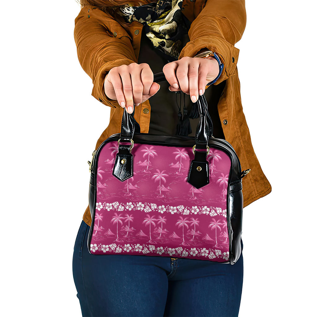 Pink Hawaii Palm Tree Hibiscus Shoulder Handbag Fantasy Summer Vibe