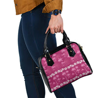 Pink Hawaii Palm Tree Hibiscus Shoulder Handbag Fantasy Summer Vibe