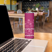 Pink Hawaii Palm Tree Hibiscus Skinny Tumbler Fantasy Summer Vibe