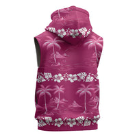 Pink Hawaii Palm Tree Hibiscus Sleeveless Hoodie Fantasy Summer Vibe LT01 - Polynesian Pride