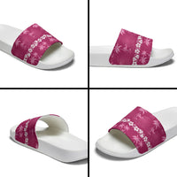 Pink Hawaii Palm Tree Hibiscus Slide Sandals Fantasy Summer Vibe
