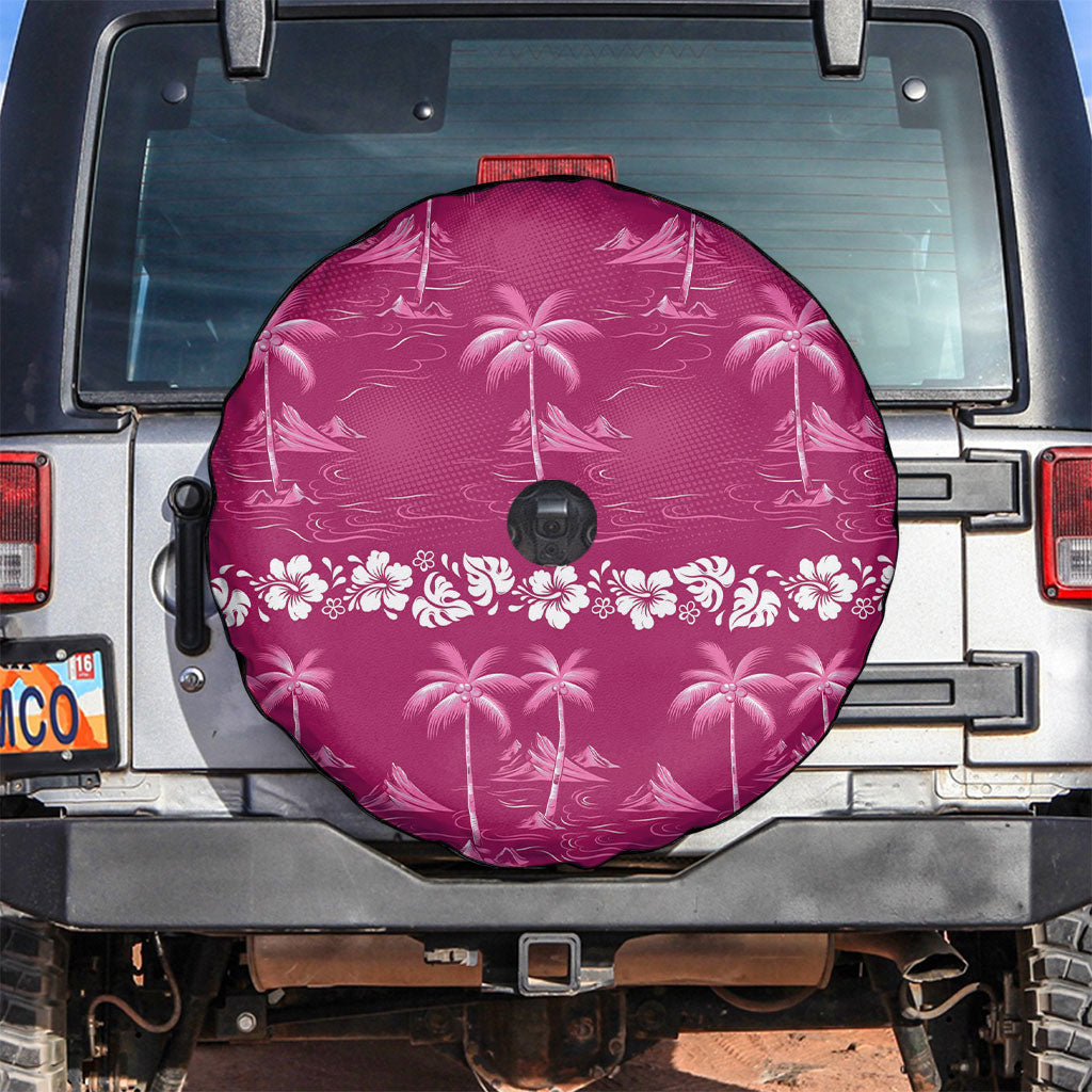 Pink Hawaii Palm Tree Hibiscus Spare Tire Cover Fantasy Summer Vibe LT01 Pink - Polynesian Pride