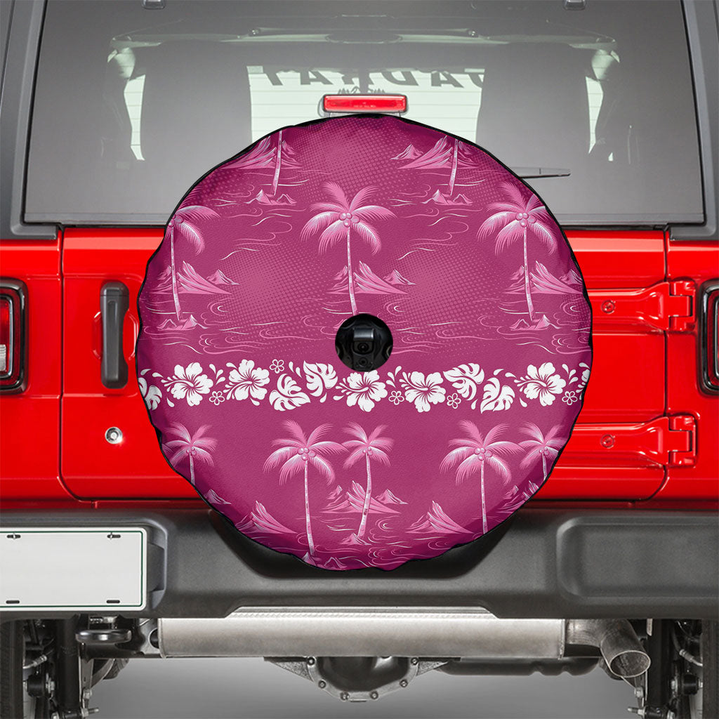 Pink Hawaii Palm Tree Hibiscus Spare Tire Cover Fantasy Summer Vibe LT01 - Polynesian Pride