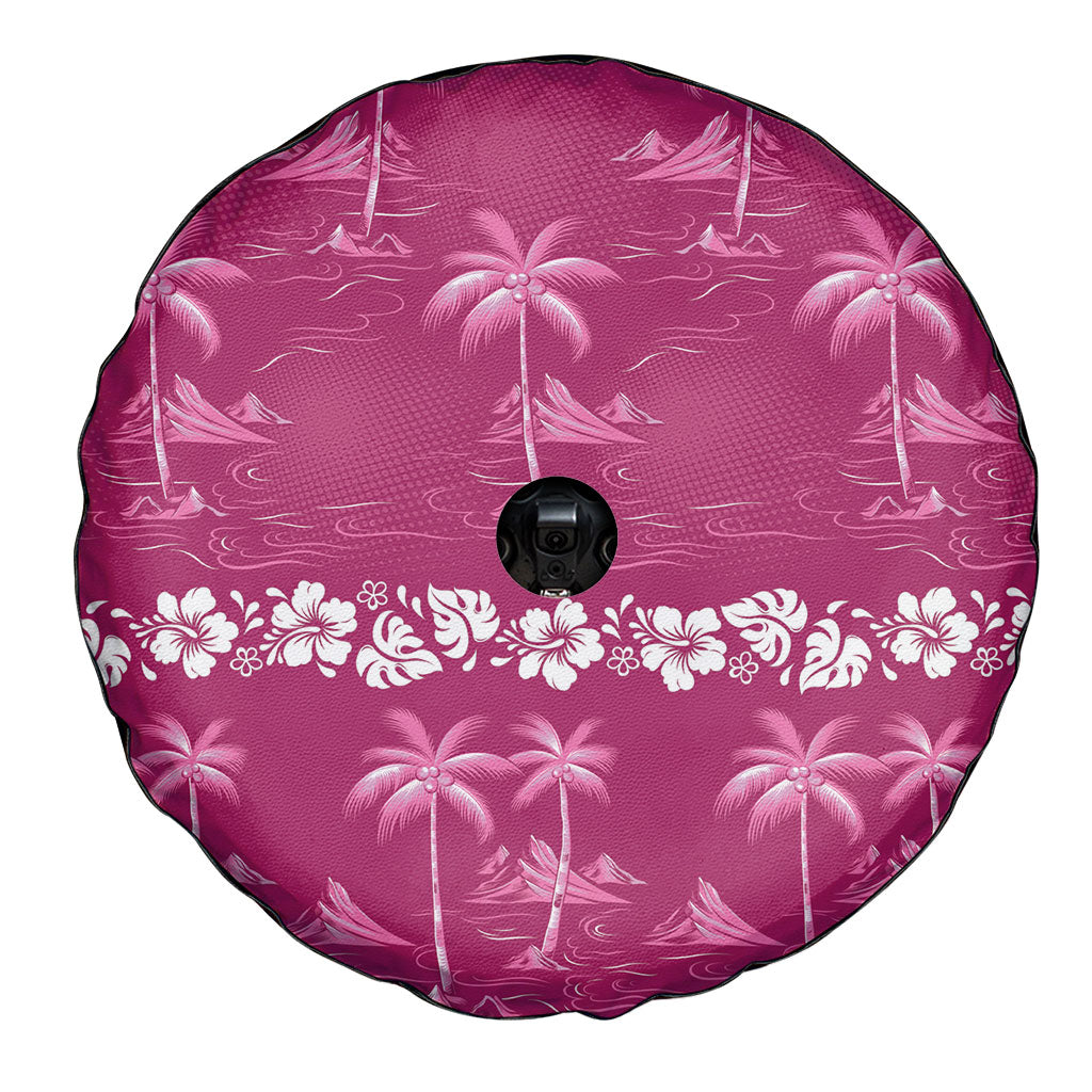 Pink Hawaii Palm Tree Hibiscus Spare Tire Cover Fantasy Summer Vibe LT01 - Polynesian Pride