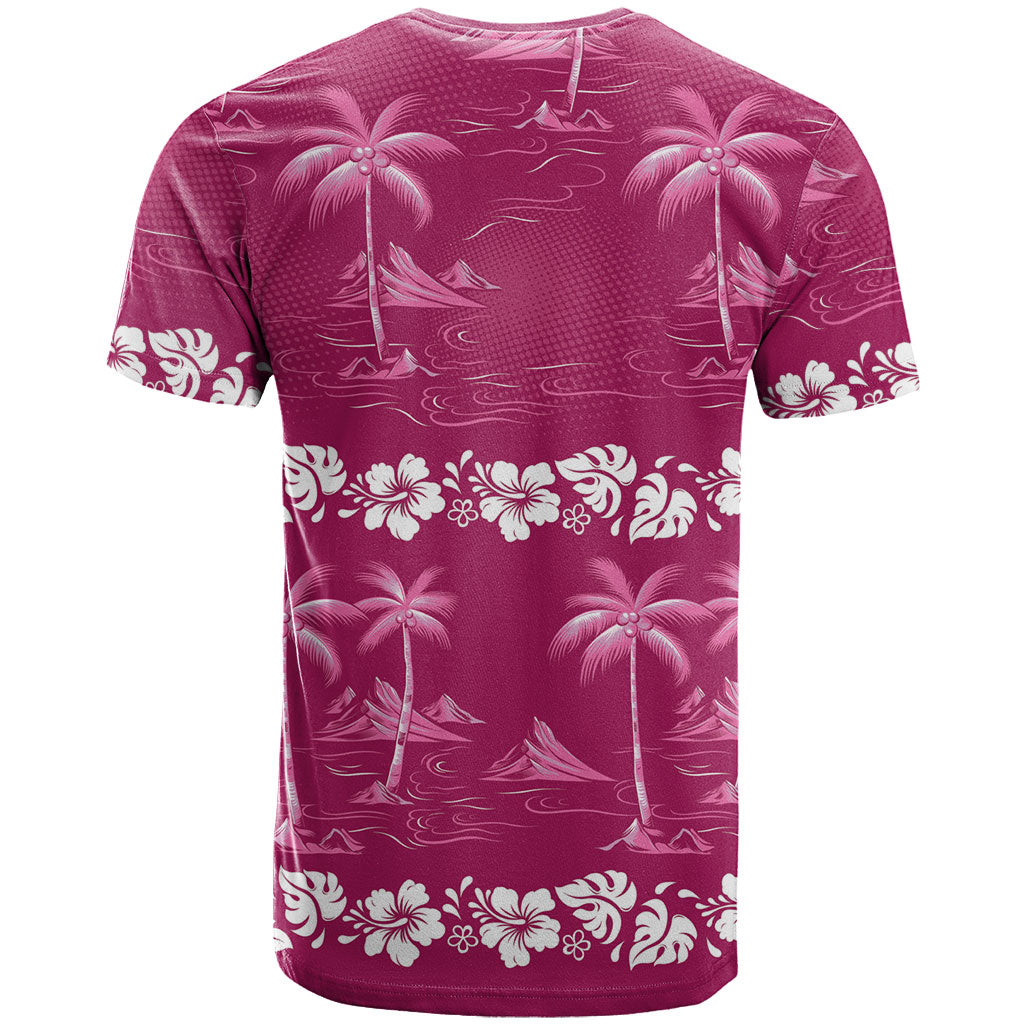 Pink Hawaii Palm Tree Hibiscus T Shirt Fantasy Summer Vibe LT01 - Polynesian Pride