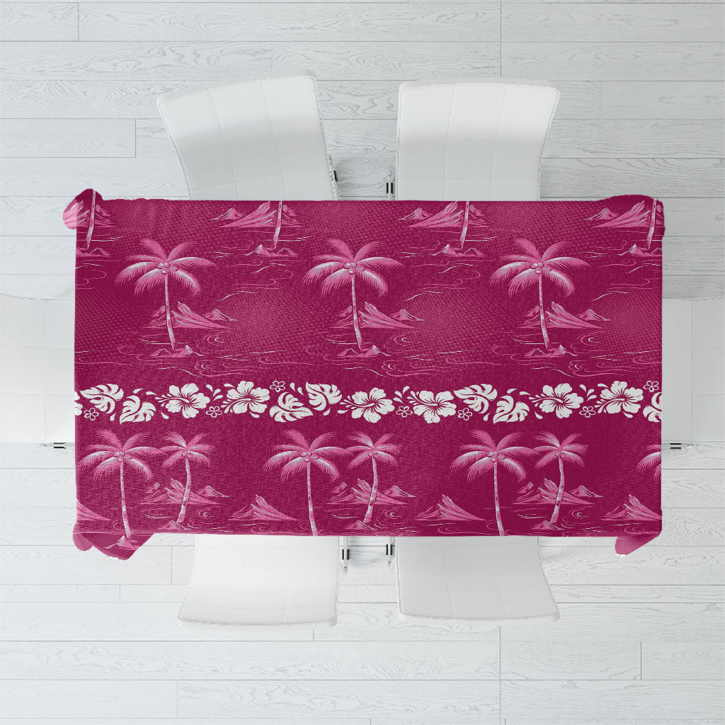 Pink Hawaii Palm Tree Hibiscus Tablecloth Fantasy Summer Vibe