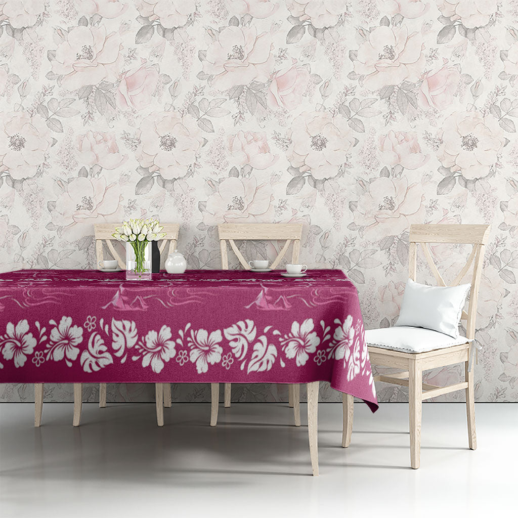 Pink Hawaii Palm Tree Hibiscus Tablecloth Fantasy Summer Vibe