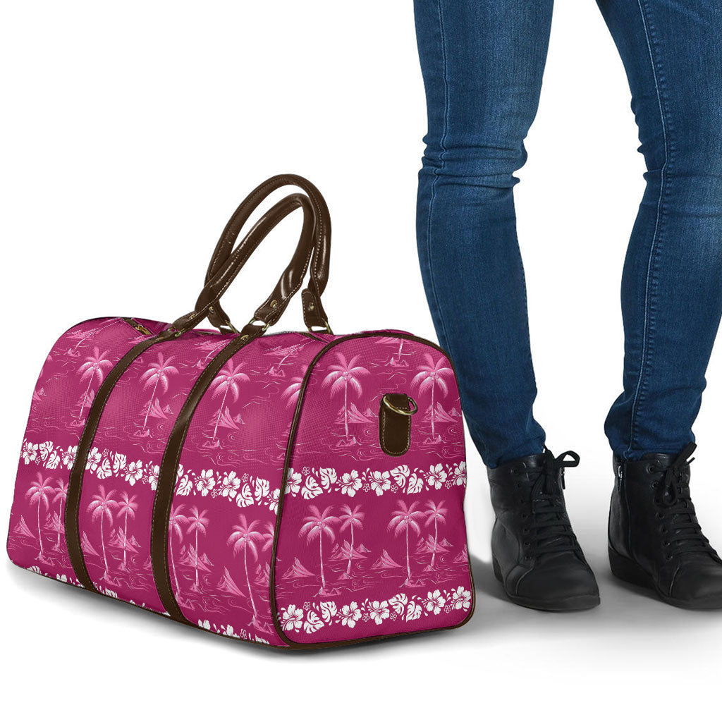 Pink Hawaii Palm Tree Hibiscus Travel Bag Fantasy Summer Vibe LT01 - Polynesian Pride