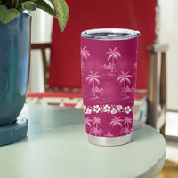 Pink Hawaii Palm Tree Hibiscus Tumbler Cup Fantasy Summer Vibe LT01 - Polynesian Pride
