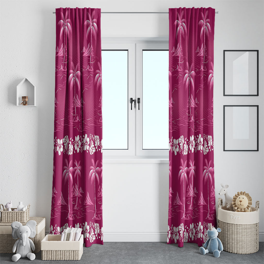 Pink Hawaii Palm Tree Hibiscus Window Curtain Fantasy Summer Vibe LT01 - Polynesian Pride