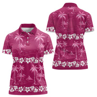 Pink Hawaii Palm Tree Hibiscus Women Polo Shirt Fantasy Summer Vibe LT01 - Polynesian Pride