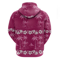 Pink Hawaii Palm Tree Hibiscus Zip Hoodie Fantasy Summer Vibe