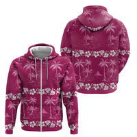 Pink Hawaii Palm Tree Hibiscus Zip Hoodie Fantasy Summer Vibe