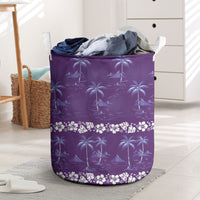 Purple Hawaii Palm Tree Hibiscus Laundry Basket Fantasy Summer Vibe LT01 Purple - Polynesian Pride