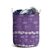 Purple Hawaii Palm Tree Hibiscus Laundry Basket Fantasy Summer Vibe LT01 - Polynesian Pride