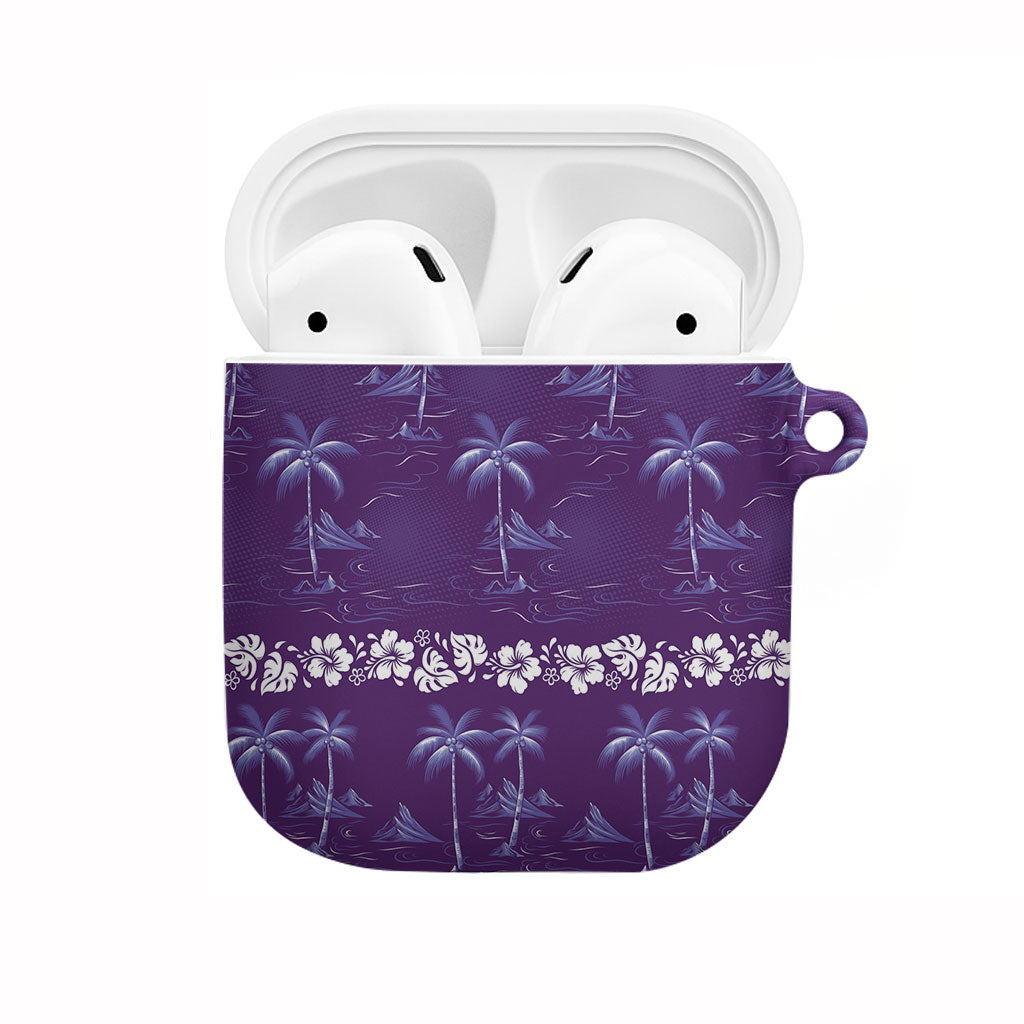 Purple Hawaii Palm Tree Hibiscus AirPods Case Fantasy Summer Vibe