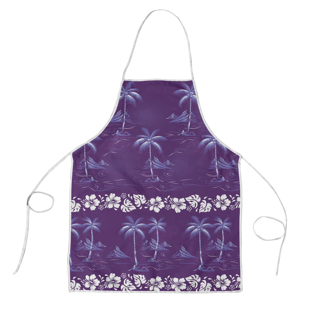 Purple Hawaii Palm Tree Hibiscus Apron Fantasy Summer Vibe