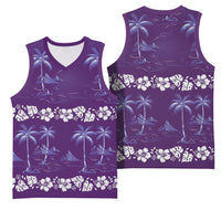 Purple Hawaii Palm Tree Hibiscus Basketball Jersey Fantasy Summer Vibe LT01 - Polynesian Pride