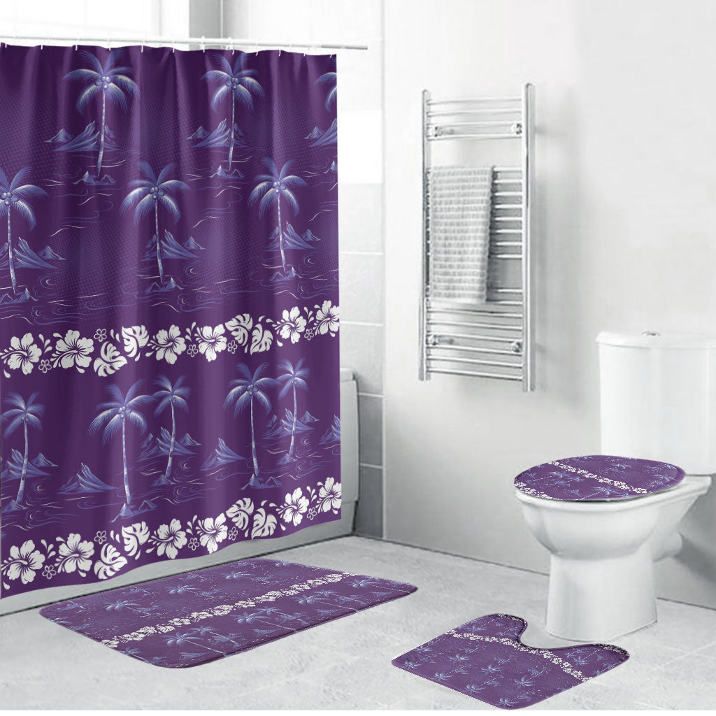 Purple Hawaii Palm Tree Hibiscus Bathroom Set Fantasy Summer Vibe