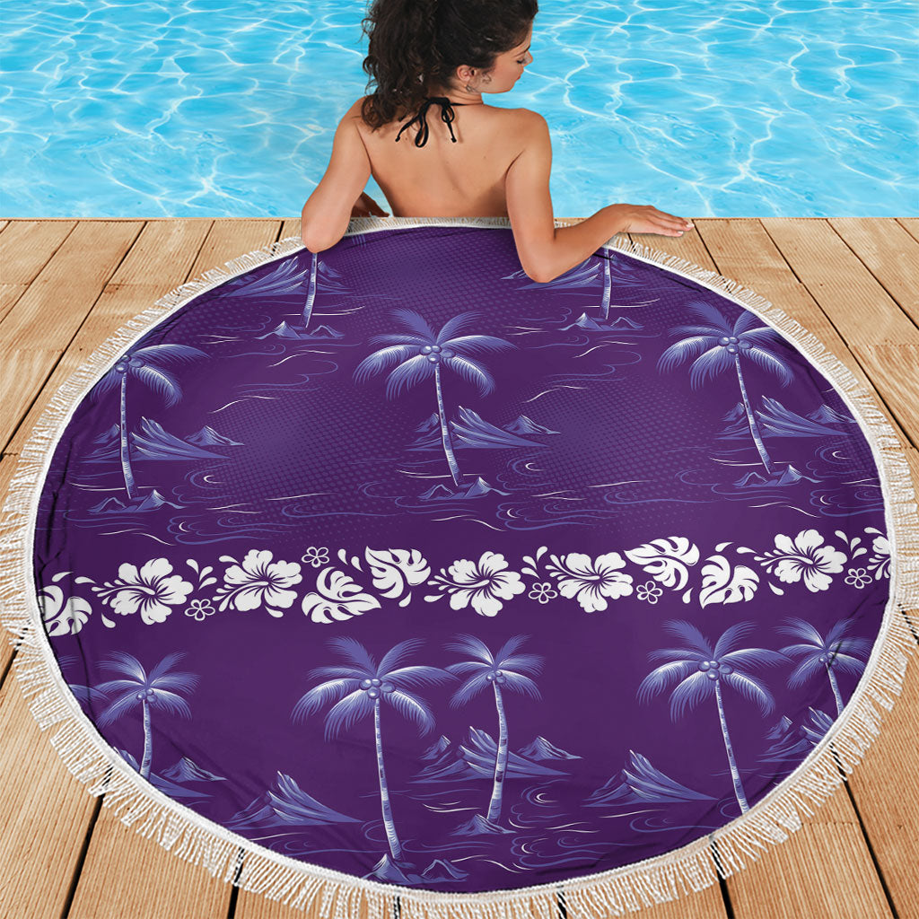 Purple Hawaii Palm Tree Hibiscus Beach Blanket Fantasy Summer Vibe LT01 - Polynesian Pride