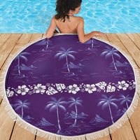 Purple Hawaii Palm Tree Hibiscus Beach Blanket Fantasy Summer Vibe LT01 - Polynesian Pride