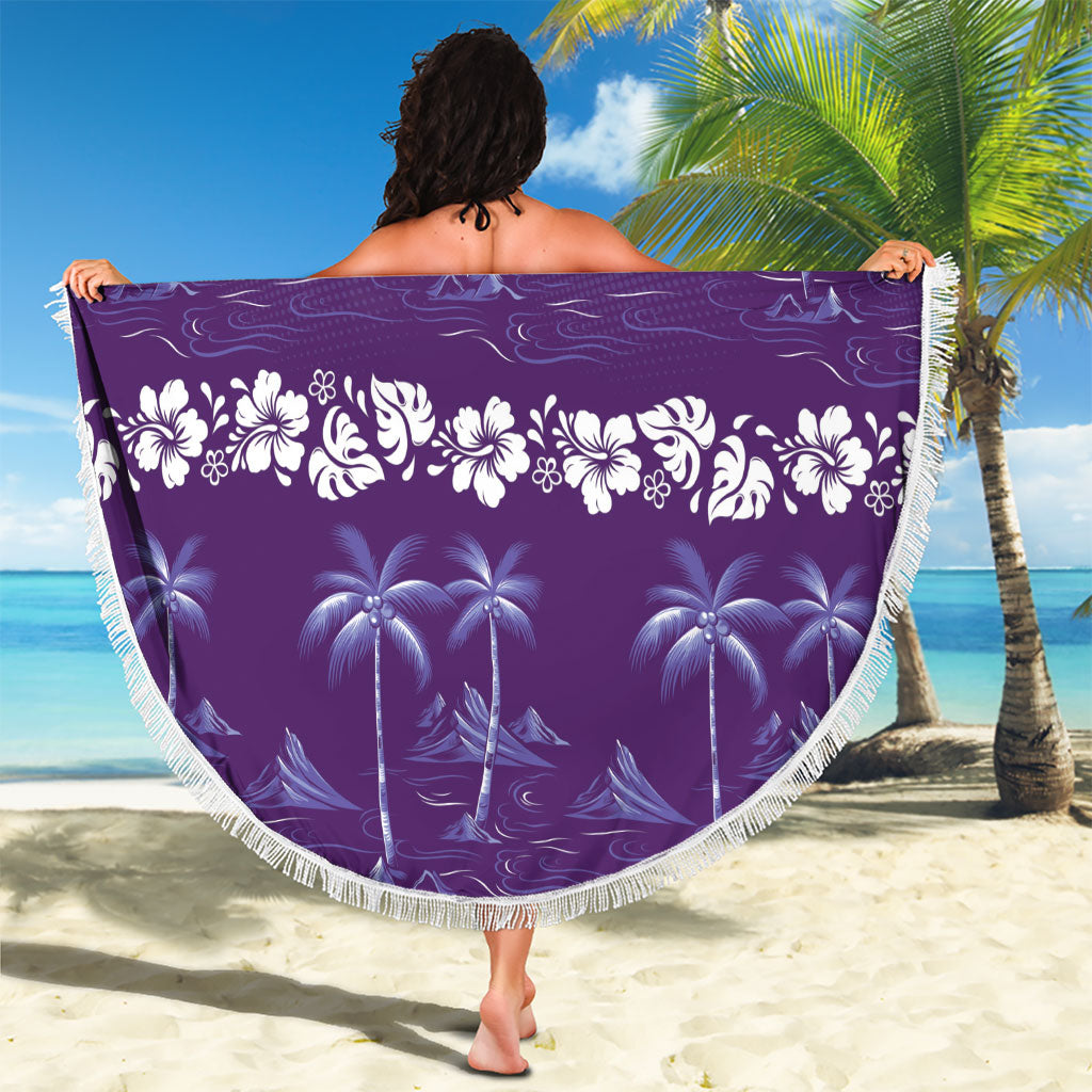 Purple Hawaii Palm Tree Hibiscus Beach Blanket Fantasy Summer Vibe LT01 - Polynesian Pride
