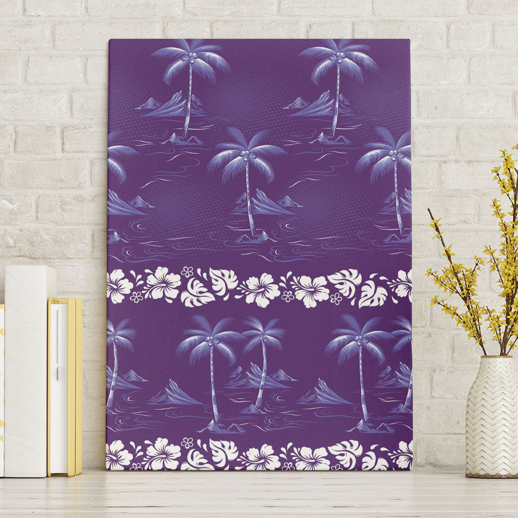 Purple Hawaii Palm Tree Hibiscus Canvas Wall Art Fantasy Summer Vibe