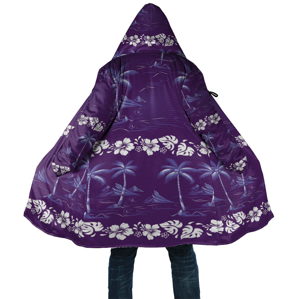 Purple Hawaii Palm Tree Hibiscus Cloak Fantasy Summer Vibe