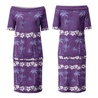 Purple Hawaii Palm Tree Hibiscus Couples Matching Puletasi and Hawaiian Shirt Fantasy Summer Vibe LT01 - Polynesian Pride