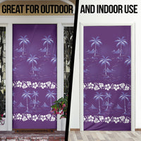Purple Hawaii Palm Tree Hibiscus Door Cover Fantasy Summer Vibe