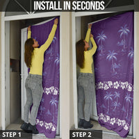 Purple Hawaii Palm Tree Hibiscus Door Cover Fantasy Summer Vibe