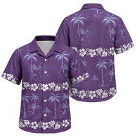 Purple Hawaii Palm Tree Hibiscus Family Matching Puletasi and Hawaiian Shirt Fantasy Summer Vibe LT01 Son's Shirt Purple - Polynesian Pride