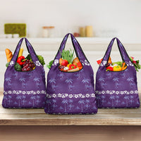 Purple Hawaii Palm Tree Hibiscus Grocery Bag Fantasy Summer Vibe