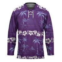 Purple Hawaii Palm Tree Hibiscus Hockey Jersey Fantasy Summer Vibe LT01 Unisex Purple - Polynesian Pride