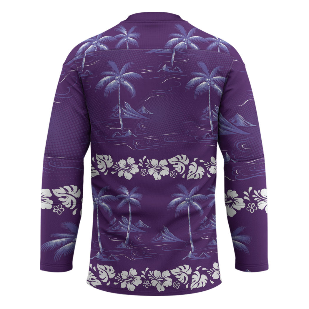 Purple Hawaii Palm Tree Hibiscus Hockey Jersey Fantasy Summer Vibe LT01 - Polynesian Pride