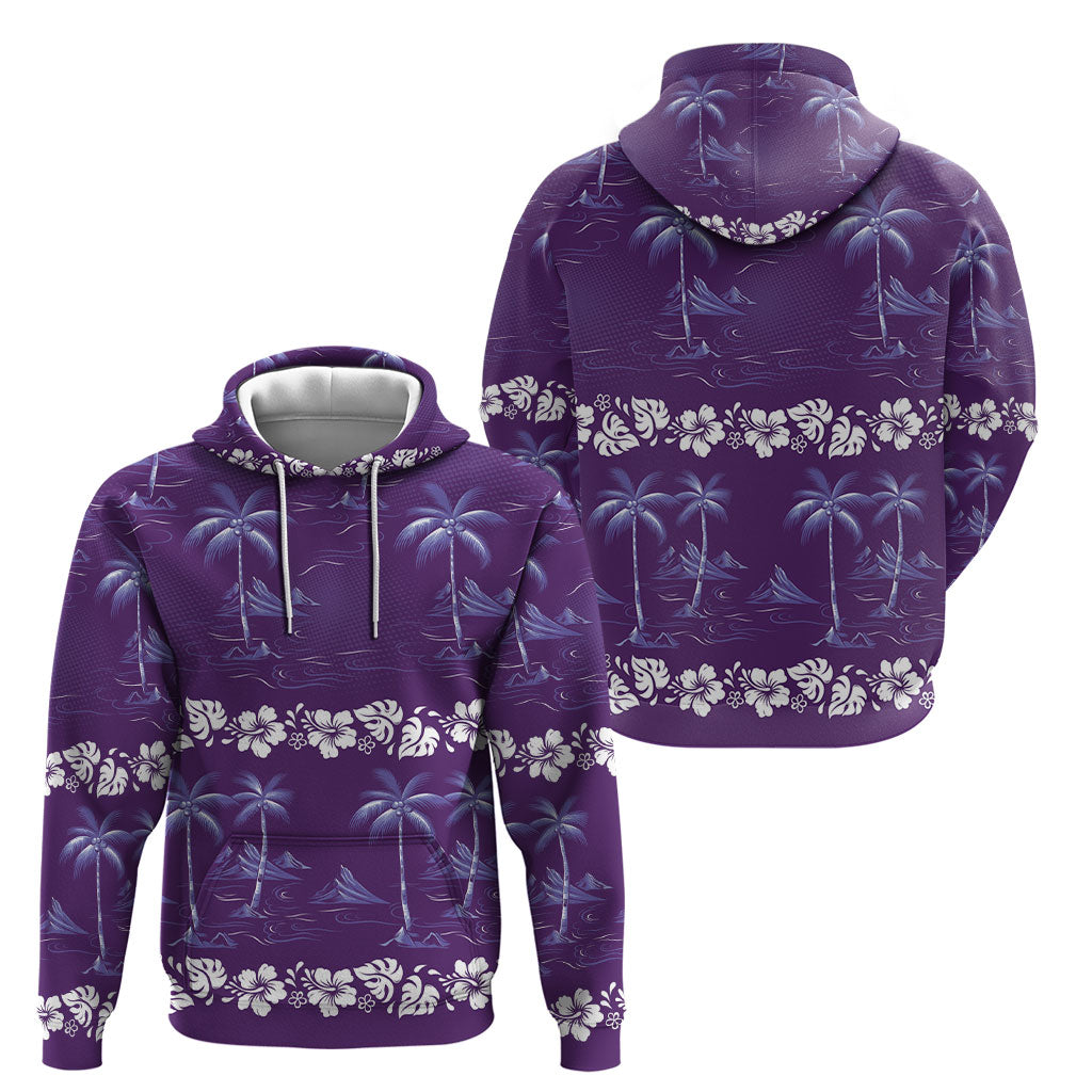 Purple Hawaii Palm Tree Hibiscus Hoodie Fantasy Summer Vibe LT01 - Polynesian Pride