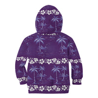 Purple Hawaii Palm Tree Hibiscus Kid Hoodie Fantasy Summer Vibe LT01 - Polynesian Pride