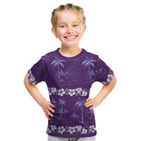 Purple Hawaii Palm Tree Hibiscus Kid T Shirt Fantasy Summer Vibe LT01 Purple - Polynesian Pride