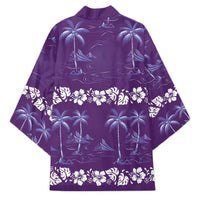Purple Hawaii Palm Tree Hibiscus Kimono Fantasy Summer Vibe LT01 - Polynesian Pride