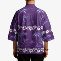 Purple Hawaii Palm Tree Hibiscus Kimono Fantasy Summer Vibe LT01 - Polynesian Pride