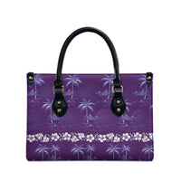 Purple Hawaii Palm Tree Hibiscus Leather Bag Fantasy Summer Vibe