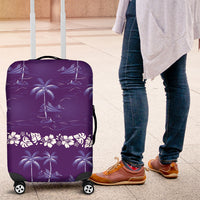 Purple Hawaii Palm Tree Hibiscus Luggage Cover Fantasy Summer Vibe LT01 Purple - Polynesian Pride