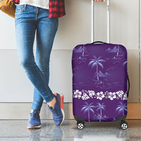 Purple Hawaii Palm Tree Hibiscus Luggage Cover Fantasy Summer Vibe LT01 - Polynesian Pride