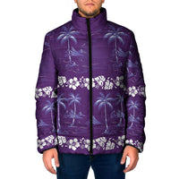 Purple Hawaii Palm Tree Hibiscus Padded Jacket Fantasy Summer Vibe
